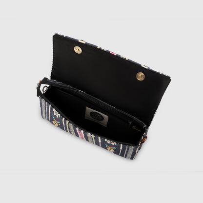 SLING CUM CLUTCH BAG- GREY (EMBROIDERED)