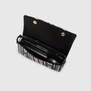 Sling Cum Clutch Bag – Grey Embroidered