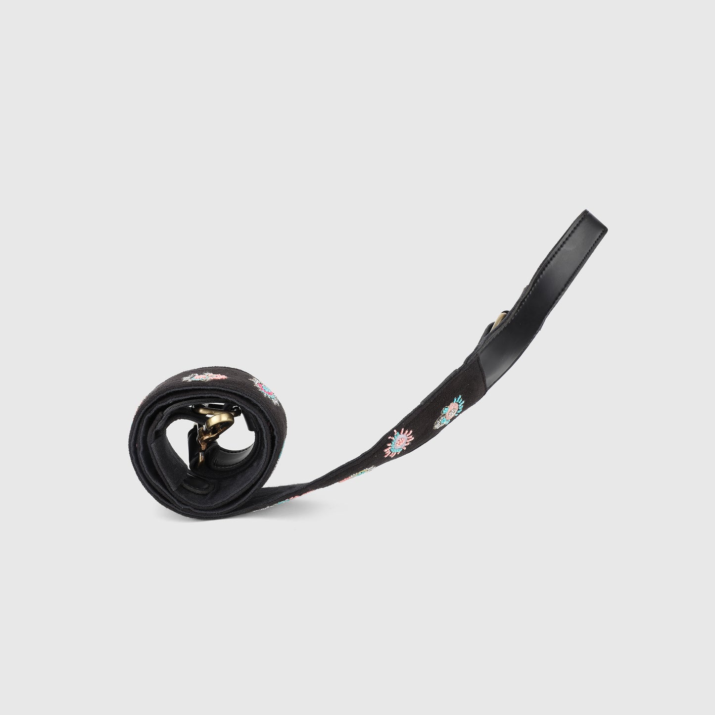 EVIL EYE STRAP SLING BAG- BLACK (WITH EMBROIDERED HANDLE)