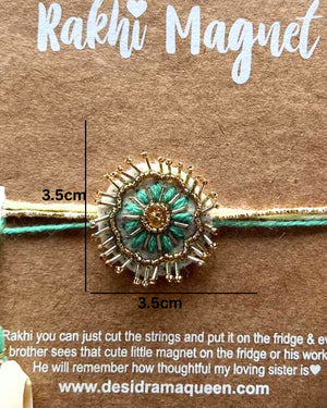 Embroidered Rakhi Magnet - Green Blossom