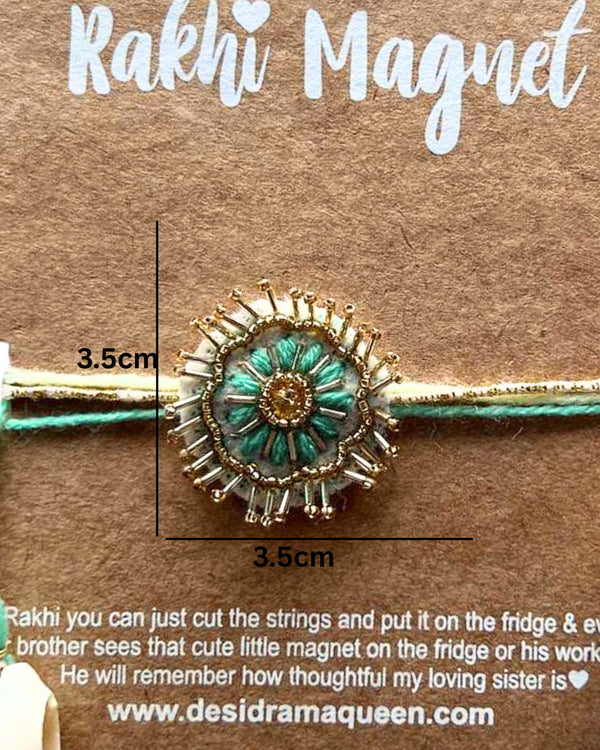 Embroidered Rakhi Magnet - Green Blossom