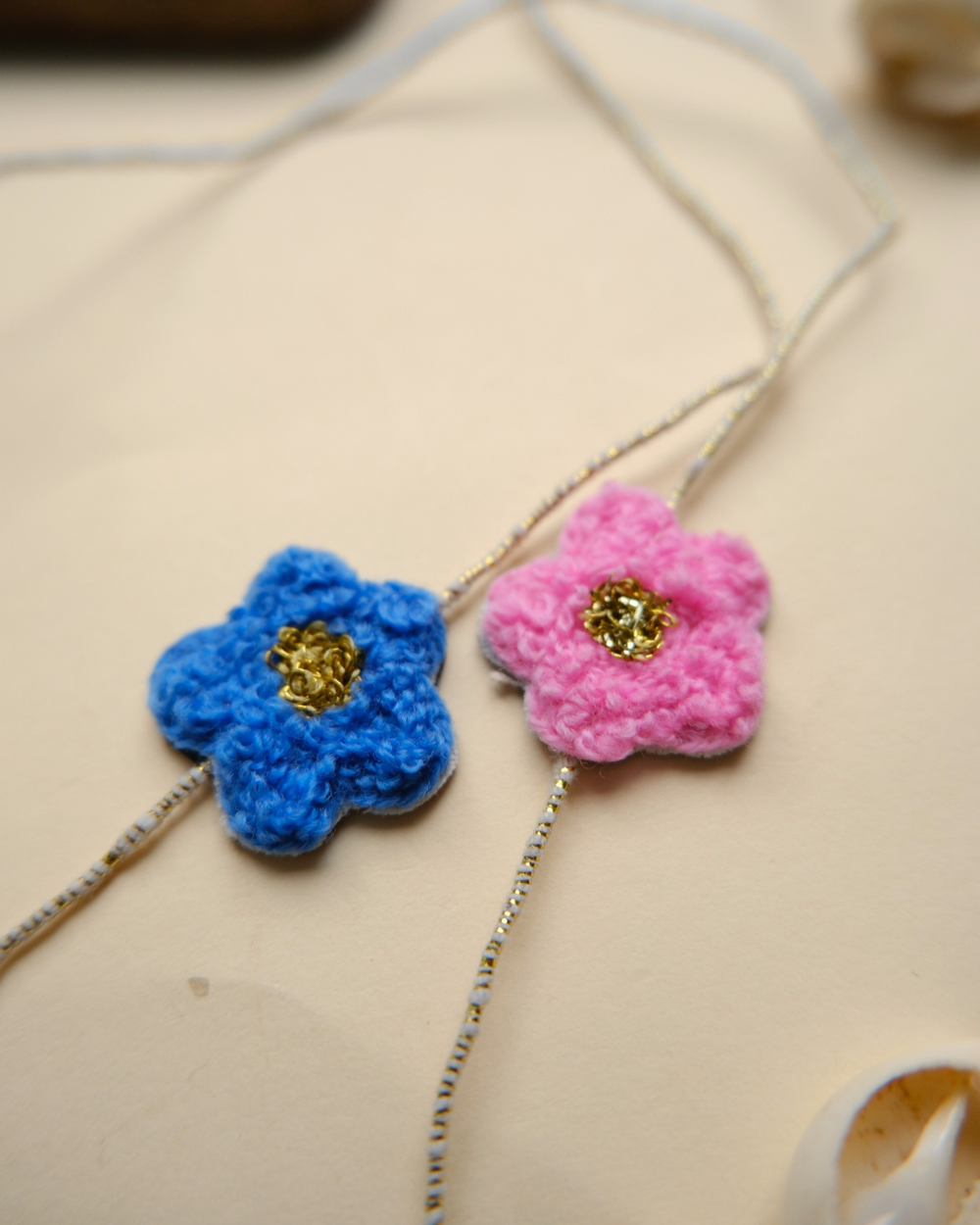 Embroidered Rakhi Magnet - Blue Pink Combo