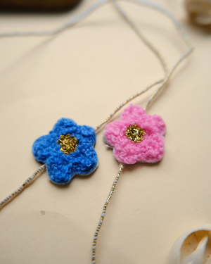 Embroidered Rakhi Magnet - Blue Pink Combo