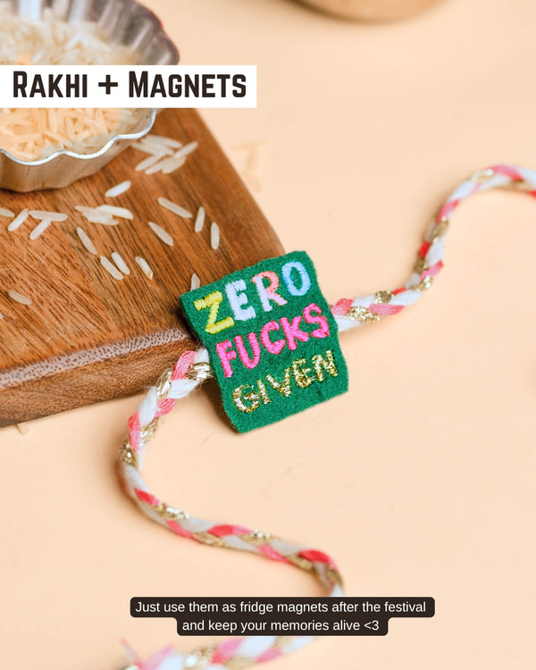 Embroidered Rakhi Magnet - Zero Fucks Given
