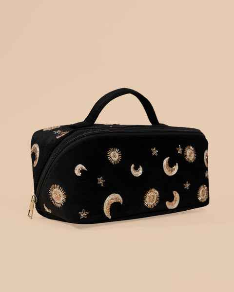 Black Moon Star Makeup Bag – Astrology-Inspired Beauty Case