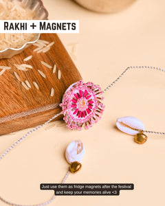 Embroidered Rakhi Magnet - Pink Blossom