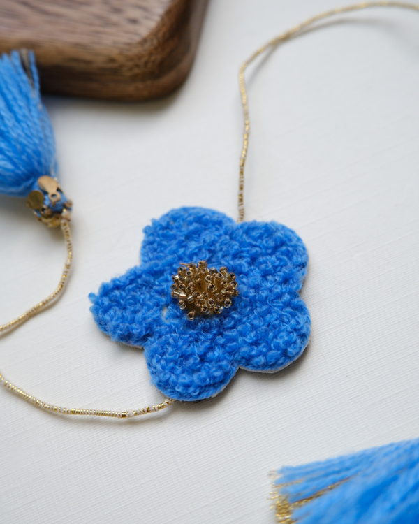 Embroidered Rakhi Magnet - Blue Floral