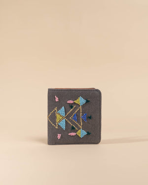 Grey Abstract - Snap Button Wallet - Beadwork