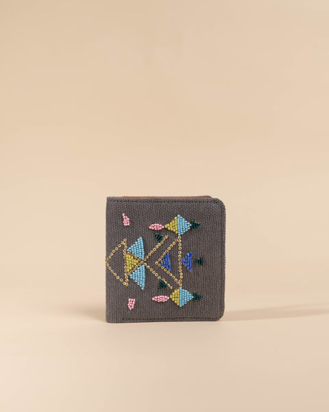 Grey Abstract - Snap Button Wallet - Beadwork