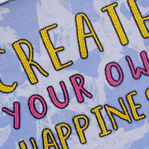 Create Your Own Happiness - Wall Art  MOTIVATIONAL QUOTES :  Motivational Embroidery  Inspirational Wall Art  Quote Embroidery  Positive Affirmations  Encouraging Wall Decor  Motivational Stitched Art  Embroidered Quote Tapestry  Inspiring Hand Stitching  Motivational Needlework  Words of Wisdom Embroidery