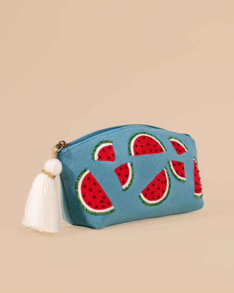 WATERMELON TEAL MAKEUP POUCH