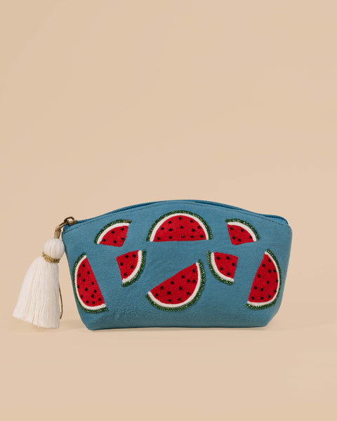 WATERMELON TEAL MAKEUP POUCH