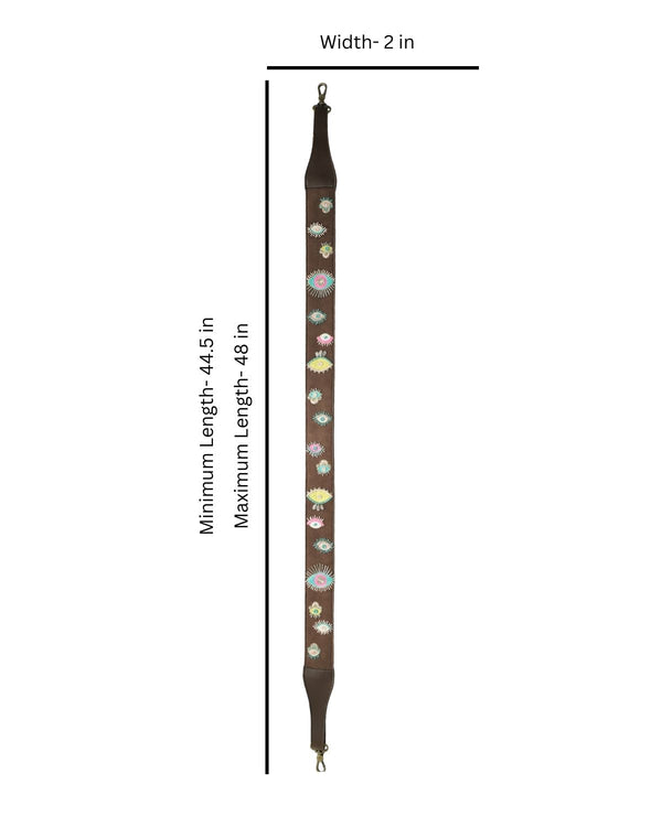 Measurement chart of a strap with decorative elements on a white background