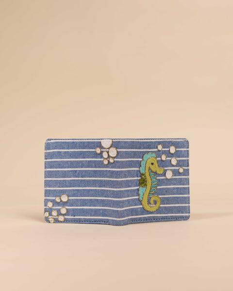 Seahorse - Snap button Wallet (Embroidered )