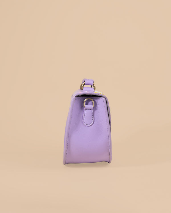 Rexine Floral Purple Sling Bag