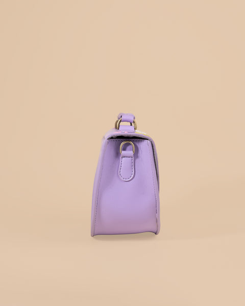 REXINE FLORAL PURPLE SLING BAG