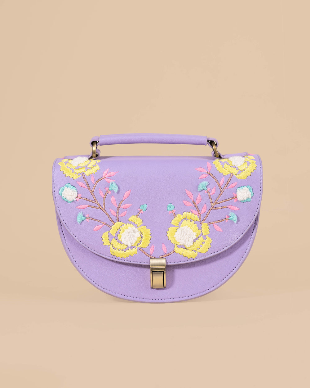 Rexine Floral Purple Sling Bag