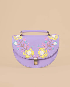 Rexine Floral Purple Sling Bag
