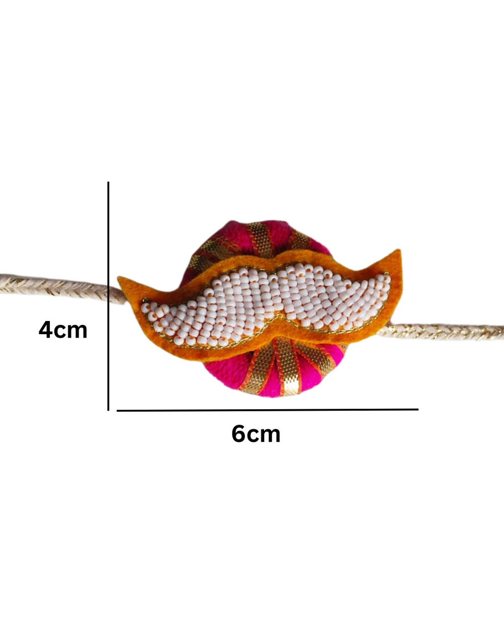Handmade embroidered Rakhi Magnet – Rakhi Magnets- White Muchhi