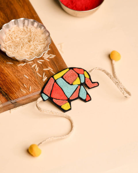 Embroidered Rakhi Magnet - Elephant