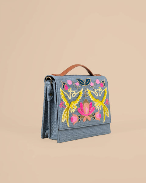 Bird Sling Bag-Grey (embroidered )