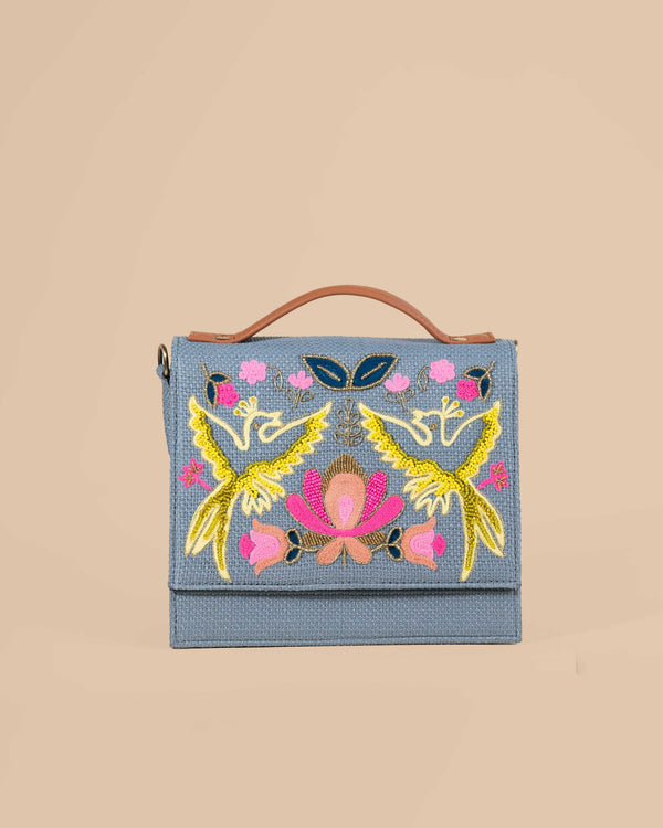 Bird Sling Bag-Grey (Embroidered )