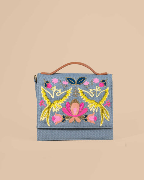 Bird Sling Bag-Grey (embroidered )