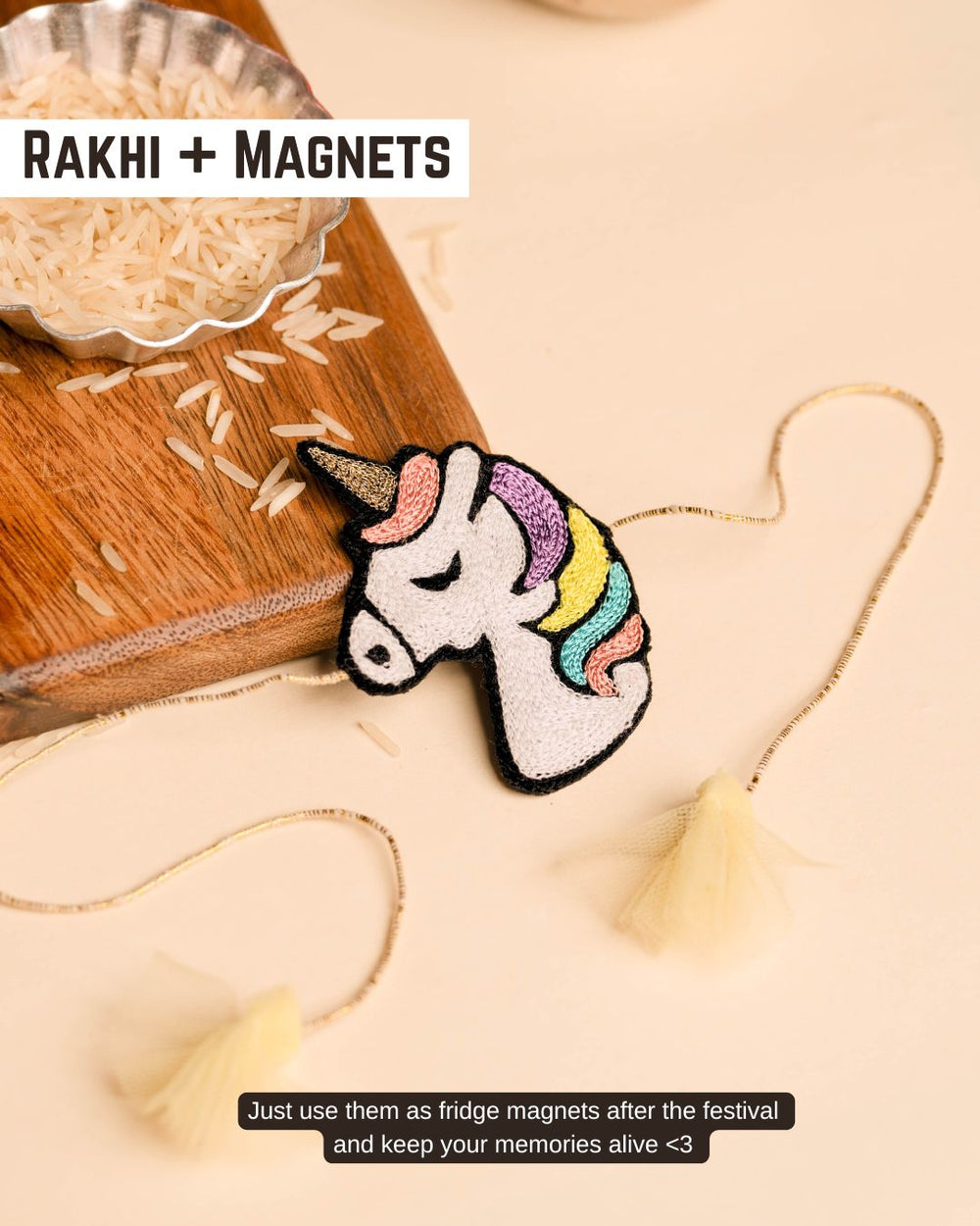 Embroidered Rakhi Magnet - UNICORN