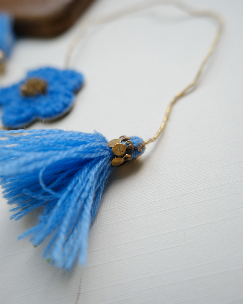 Embroidered Rakhi Magnet - Blue Floral
