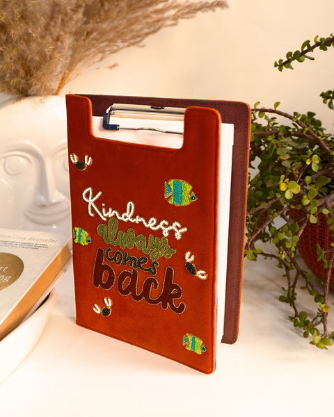 Kindness always comes back-Embroidered Reusable Journals