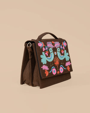 Bird Sling Bag-Brown (Embroidered)