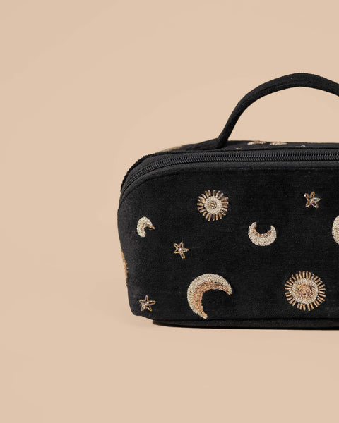 Black Moon Star Makeup Bag – Astrology-Inspired Beauty Case