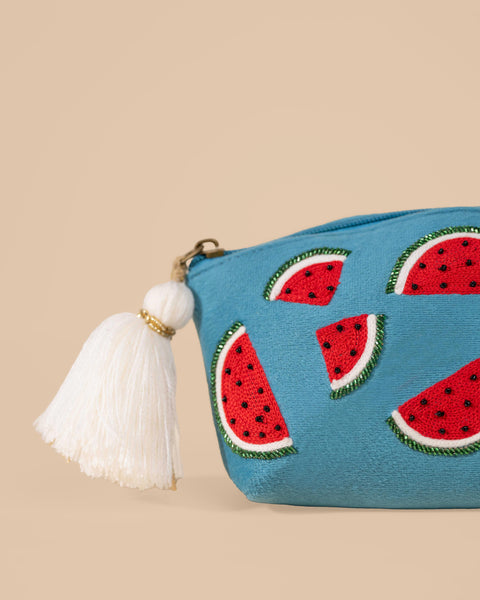 WATERMELON TEAL MAKEUP POUCH