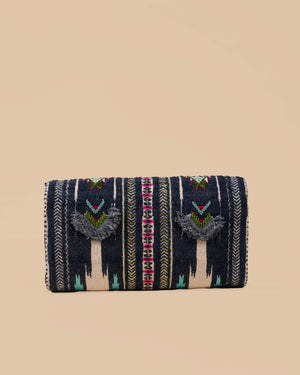 Sling Cum Clutch Bag – Grey Embroidered