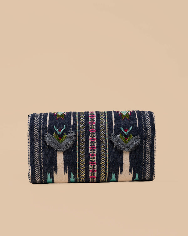 Sling Cum Clutch Bag – Grey Embroidered