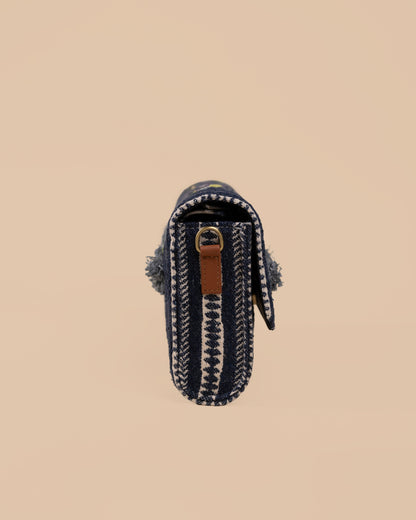 SLING CUM CLUTCH BAG- GREY (EMBROIDERED)