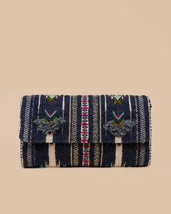 Sling Cum Clutch Bag – Grey Embroidered