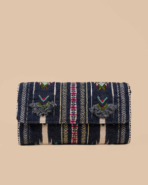 Sling Cum Clutch Bag – Grey Embroidered