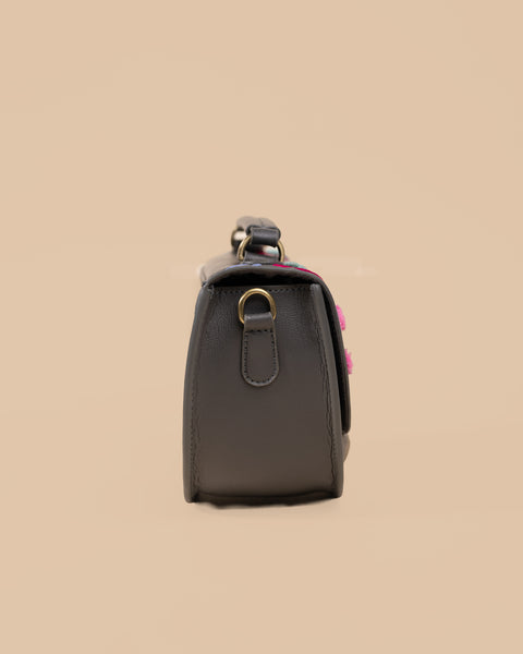 REXINE FLORAL GREY SLING BAG