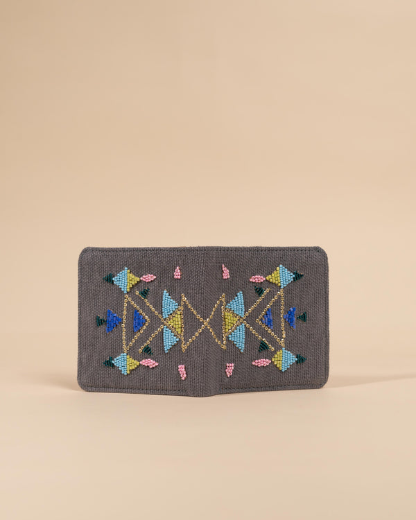 Grey Abstract - Snap Button Wallet - Beadwork