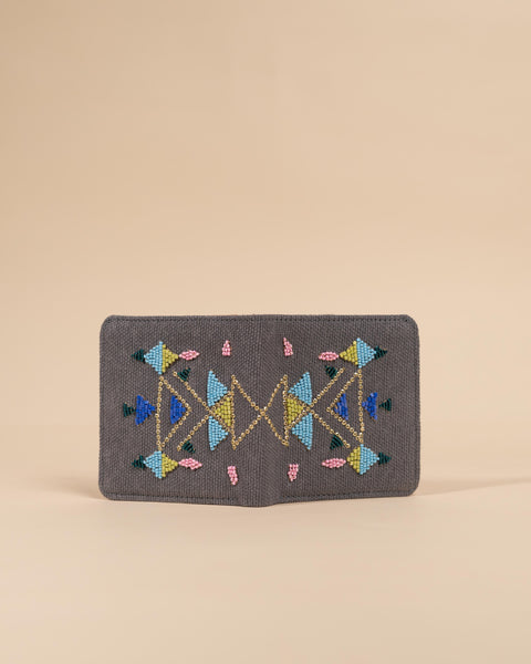 Grey Abstract - Snap Button Wallet - Beadwork