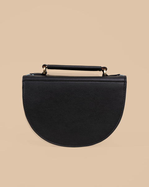 REXINE FLORAL BLACK SLING BAG