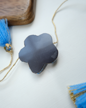 Embroidered Rakhi Magnet - Blue Floral