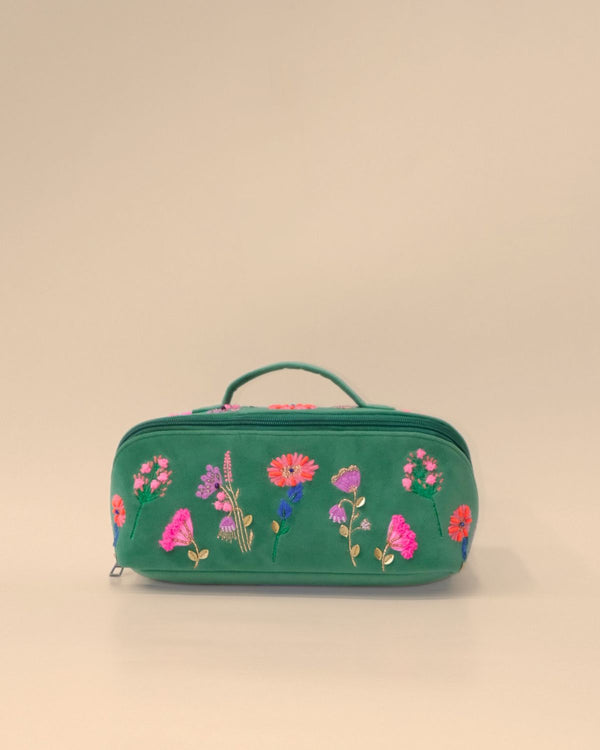 Flower Green Makeup Pouch