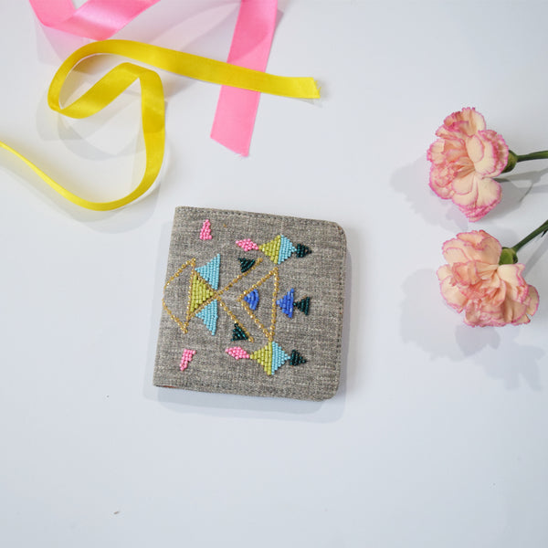 Grey Abstract - Snap Button Wallet - Beadwork