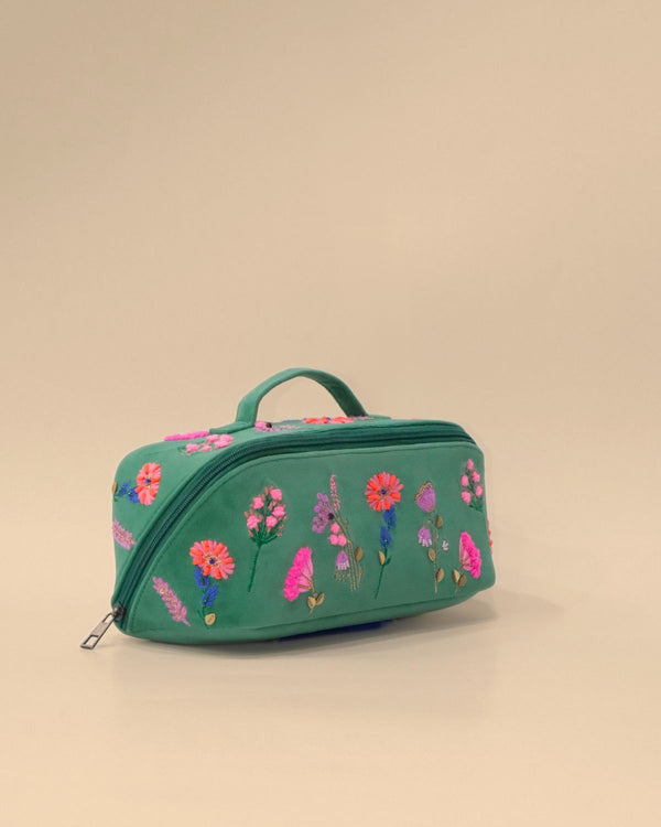 Flower Green Makeup Pouch