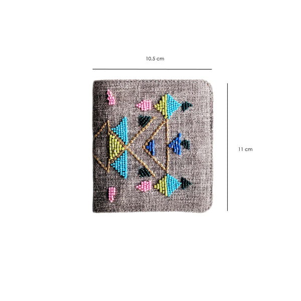 Grey Abstract - Snap Button Wallet - Beadwork