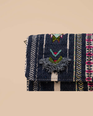Sling Cum Clutch Bag – Grey Embroidered
