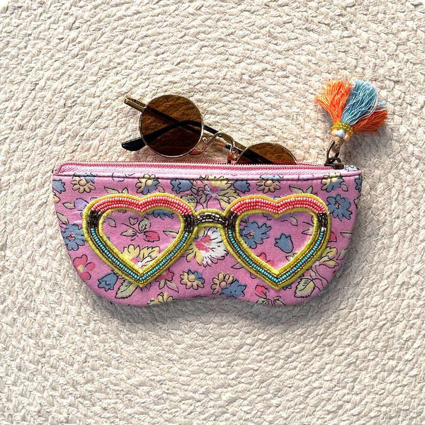 personalised sunglasses case, personalized sunglass case, "Colorful hand embroidered sunglass cover - ideal for specs or sunglasses"