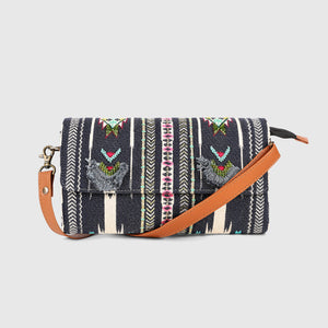Sling Cum Clutch Bag – Grey Embroidered
